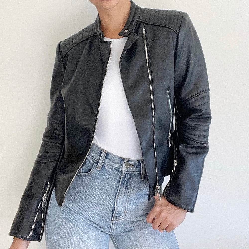 Leather biker / moto jacket